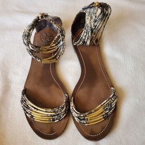 Tory Burch Flats Sandal Snakeskin Design